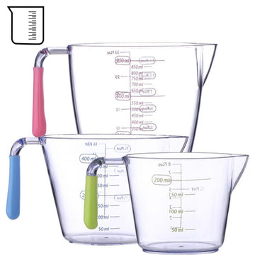 3pcs Plastic Measuring Cups Set (200ml, 400ml, 900ml)