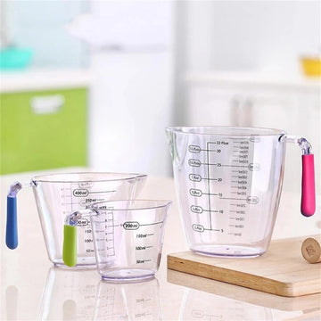 3pcs Plastic Measuring Cups Set (200ml, 400ml, 900ml)