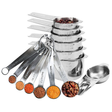 14 PCS Stackable Stainless Steel Measuring Set + Magnetic Conversion Chart