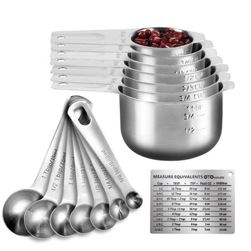 14 PCS Stackable Stainless Steel Measuring Set + Magnetic Conversion Chart